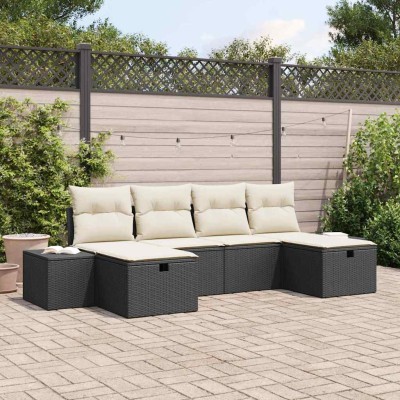 Conjunto de sofá de jardín 6 pcs Negro 55 x 62 x 69 cm