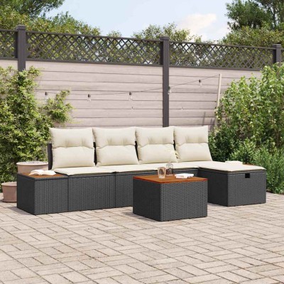Conjunto de sofá de jardín 6 pcs Negro 55 x 62 x 69 cm