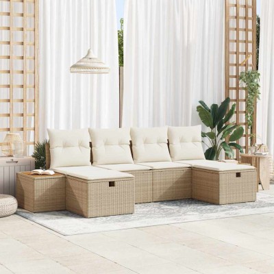 Conjunto de sofá de jardín 6 pcs Beige 55 x 62 x 69 cm