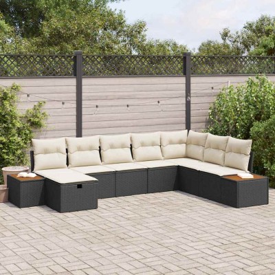 Conjunto de sofá de jardín 8 pcs Negro 55 x 62 x 69 cm