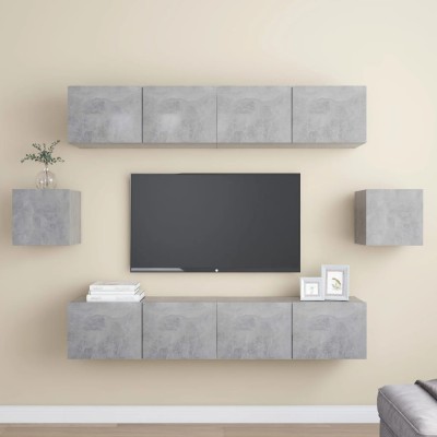 Juego de muebles de salón 6 piezas gris hormigón