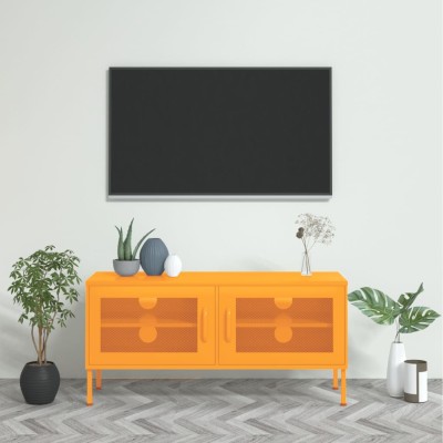 Mueble para TV de acero amarillo mostaza 105x35x50 cm