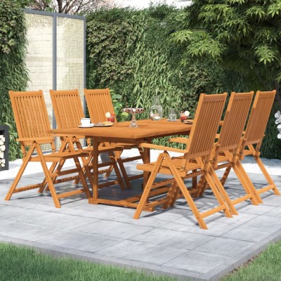 Juego de comedor de jardín 7 piezas madera maciza de acacia