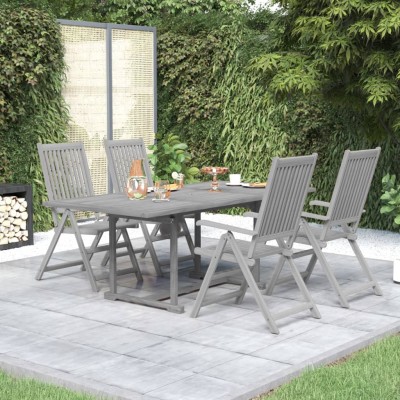 Juego de comedor de jardín 5 piezas madera maciza de acacia
