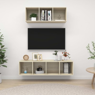 Juego de muebles de salón 2 pzas madera ingeniería roble Sonoma