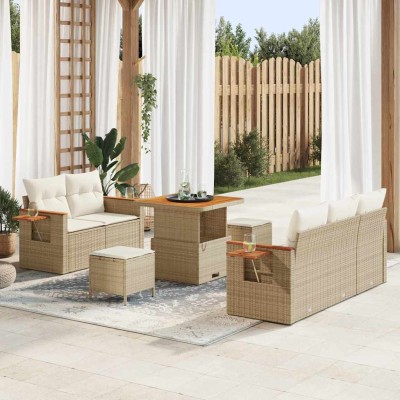 Conjunto de sofá de jardín 8 pcs beige y crema 80 x 80 x 71 cm