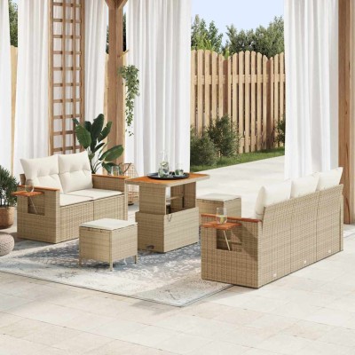 Conjunto de sofá de jardín 8 pcs beige y crema 90 x 55 x 71 cm
