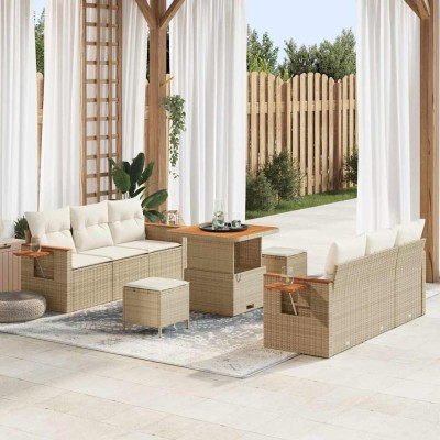 Conjunto de sofá de jardín 9 pcs beige y crema 80 x 80 x 71 cm
