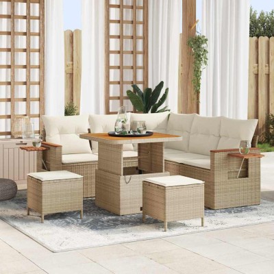 Conjunto de sofá de jardín 8 pcs beige y crema 80 x 80 x 71 cm