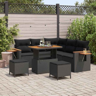 Conjunto de sofá de jardín 8 pcs Negro 90 x 55 x 71 cm