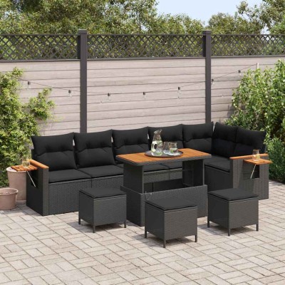 Conjunto de sofá de jardín 10 pcs Negro 110 x 55 x 71 cm