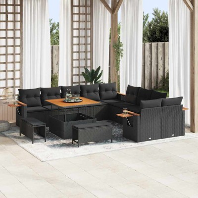 Conjunto de sofá de jardín 13 pcs Negro 100 x 100 x 71 cm