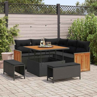 Conjunto de sofá de jardín 8 pcs Negro 100 x 100 x 71 cm