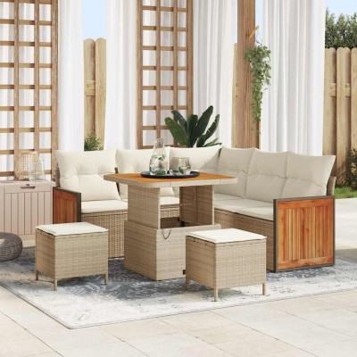 Conjunto de sofá de jardín 8 pcs beige y crema 80 x 80 x 71 cm
