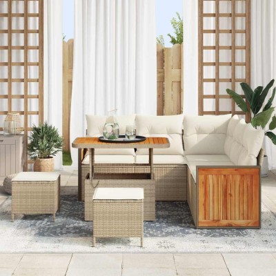 Conjunto de sofá de jardín 8 pcs beige y crema 90 x 55 x 71 cm