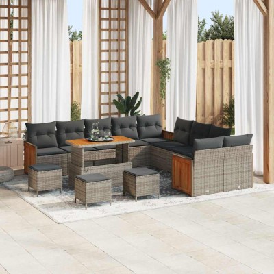 Conjunto de sofá de jardín 14 pcs Gris 110 x 55 x 71 cm