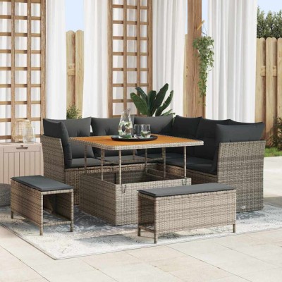 Conjunto de sofá de jardín Manual 8 pcs Gris 100 x 100 x 71 cm
