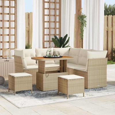 Conjunto de sofá de jardín 8 pcs beige y crema 90 x 55 x 71 cm
