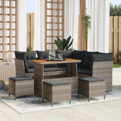 Conjunto de sofá de jardín 9 pcs Gris 110 x 55 x 71 cm