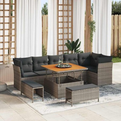 Conjunto de sofá de jardín 9 pcs Gris 100 x 100 x 71 cm