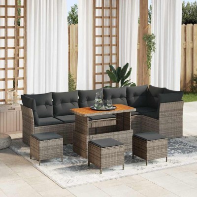 Conjunto de sofá de jardín 10 pcs Gris 110 x 55 x 71 cm