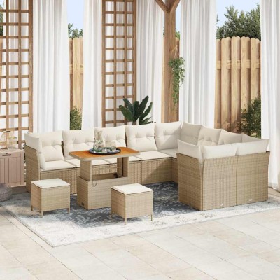 Conjunto de sofá de jardín 12 pcs beige y crema 90 x 55 x 71 cm