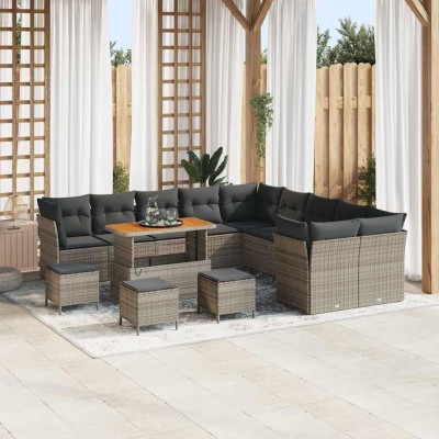 Conjunto de sofá de jardín 14 pcs Gris 110 x 55 x 71 cm