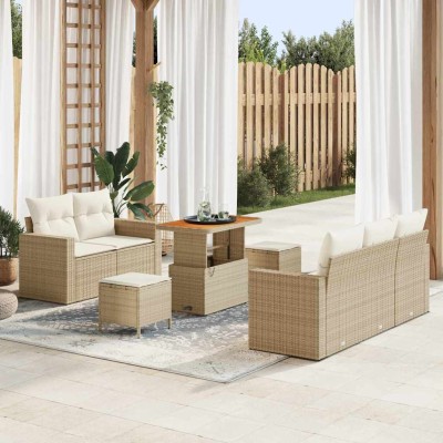 Conjunto de sofá de jardín 8 pcs beige y crema 90 x 55 x 71 cm