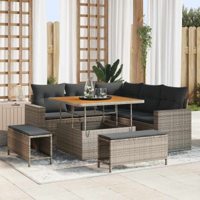 Conjunto de sofá de jardín Manual 8 pcs Gris 100 x 100 x 71 cm