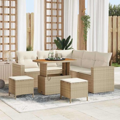 Conjunto de sofá de jardín 8 pcs beige y crema 90 x 55 x 71 cm