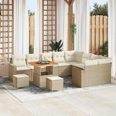 Conjunto de sofá de jardín 12 pcs beige y crema 80 x 80 x 71 cm