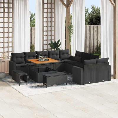 Conjunto de sofá de jardín 13 pcs Negro 100 x 100 x 71 cm