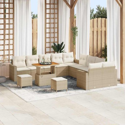 Conjunto de sofá de jardín 13 pcs beige y crema 90 x 55 x 71 cm