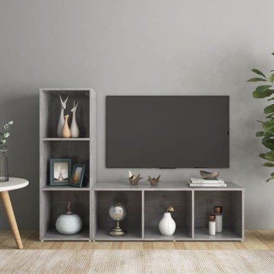 Muebles de salón 2 piezas madera ingeniería gris hormigón