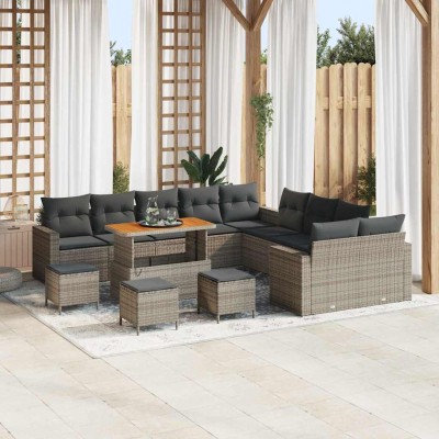 Conjunto de sofá de jardín 14 pcs Gris 110 x 55 x 71 cm