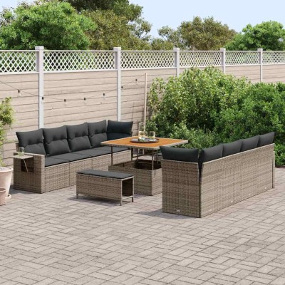 Conjunto de sofá de jardín Manual 11 pcs Gris 100 x 100 x 71 cm
