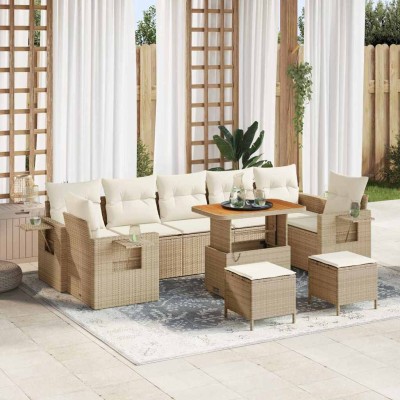 Conjunto de sofá de jardín 10 pcs beige y crema 90 x 55 x 71 cm