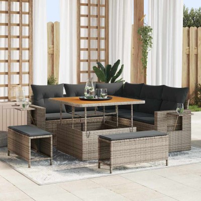 Conjunto de sofá de jardín 8 pcs Gris 100 x 100 x 71 cm