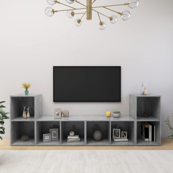 Muebles de salón 4 pzas madera ingeniería gris hormigón