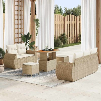Conjunto de sofá de jardín 8 pcs beige y crema 90 x 55 x 71 cm