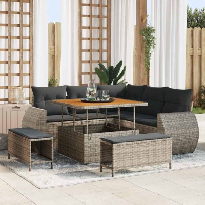 Conjunto de sofá de jardín 8 pcs Gris 100 x 100 x 71 cm