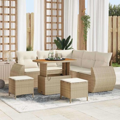 Conjunto de sofá de jardín 8 pcs beige y crema 90 x 55 x 71 cm