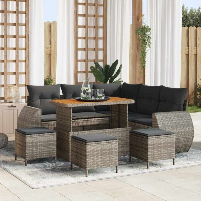 Conjunto de sofá de jardín 9 pcs Gris 110 x 55 x 71 cm