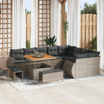 Conjunto de sofá de jardín Manual 12 pcs Gris 100 x 100 x 71 cm