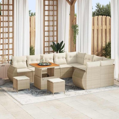 Conjunto de sofá de jardín 12 pcs beige y crema 80 x 80 x 71 cm