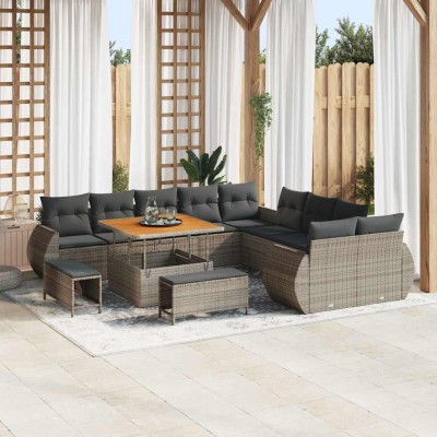Conjunto de sofá de jardín 13 pcs Gris 100 x 100 x 71 cm