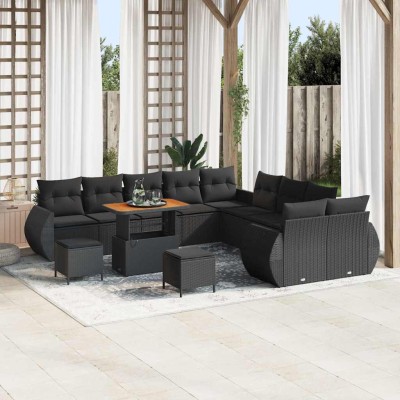 Conjunto de sofá de jardín 13 pcs Negro 90 x 55 x 71 cm