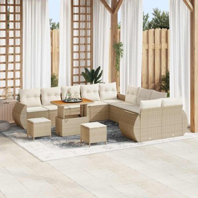 Conjunto de sofá de jardín 13 pcs beige y crema 90 x 55 x 71 cm