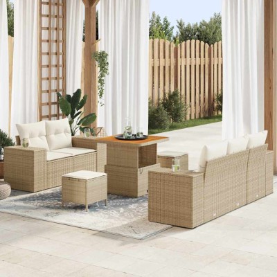 Conjunto de sofá de jardín 8 pcs beige y crema 80 x 80 x 71 cm