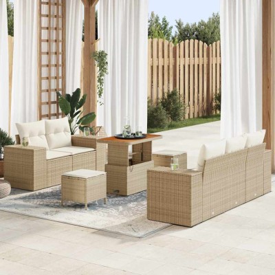 Conjunto de sofá de jardín 8 pcs beige y crema 90 x 55 x 71 cm